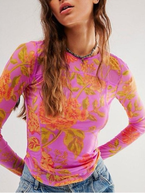 Free People Tops - Free People Betty's Garden Top At In Iris Combo Pink